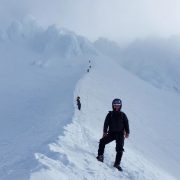 One of Dr. Toomey’s patients climbing Mt. Hood after a knee replacement