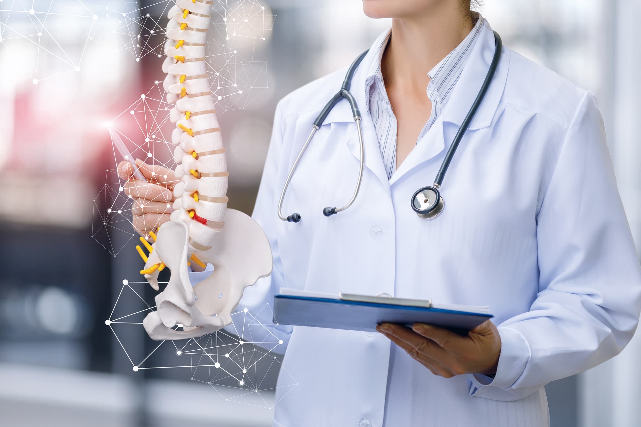 Doctor shows the spine conditions